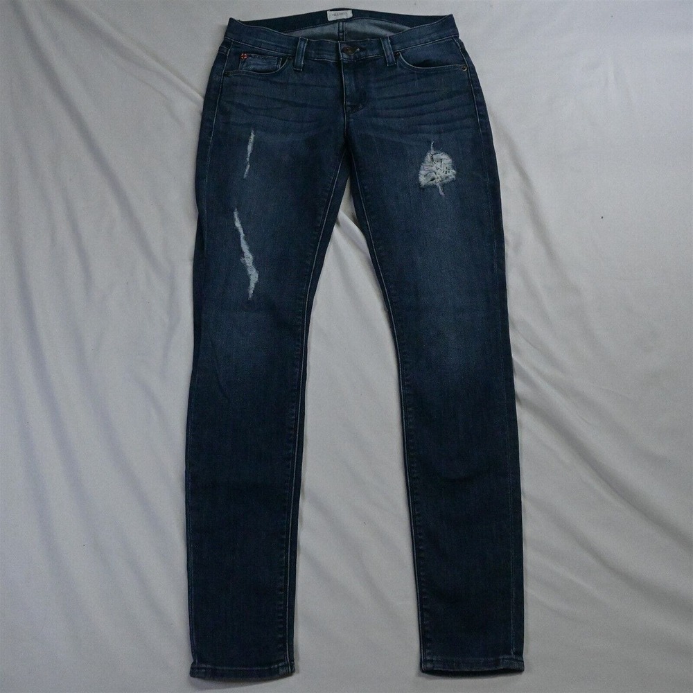 Hudson 25 Krista Super‎ Skinny Dark Wash Destroyed Stretch Denim Jeans